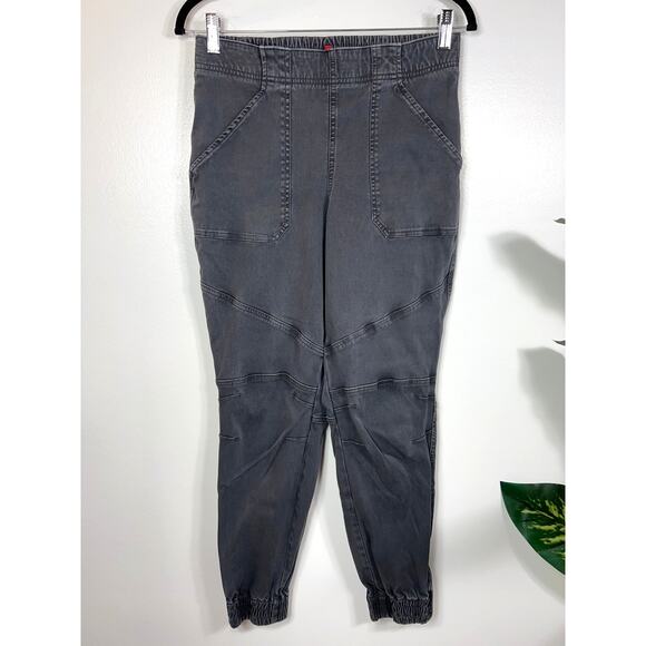 SPANX Pants - Spanx Blackwash Stretch Twill Cargo Jogger Zipper Hem Detail Large